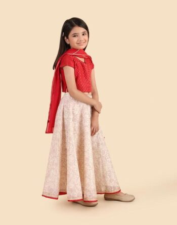 White Cotton Silk Blend 3pc Lehenga Set