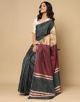 Elegant Grey Silk Sari for Timeless Style